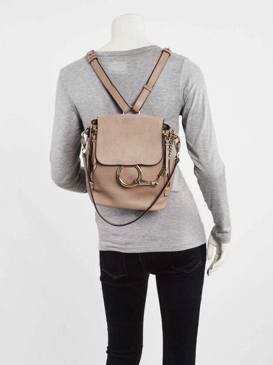 Chloe Motty Grey Leather/Suede Small Faye Backpack Bag main image 10